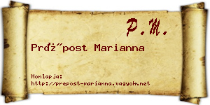 Prépost Marianna névjegykártya